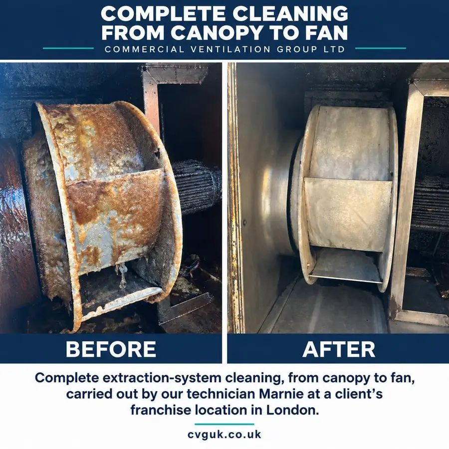 TR19 kitchen extraction cleaning before and after - extraction fan